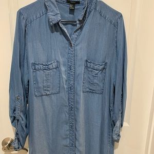 Denim mini shirt dress